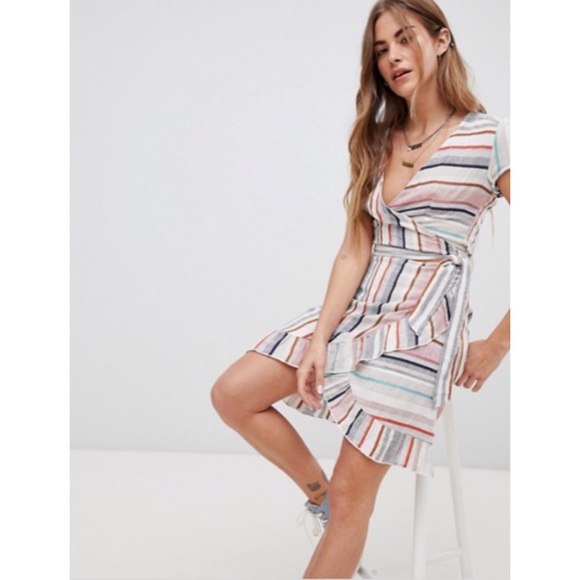 FREE PEOPLE | ‘Wrap It Up’ striped mini dress - Picture 2 of 12
